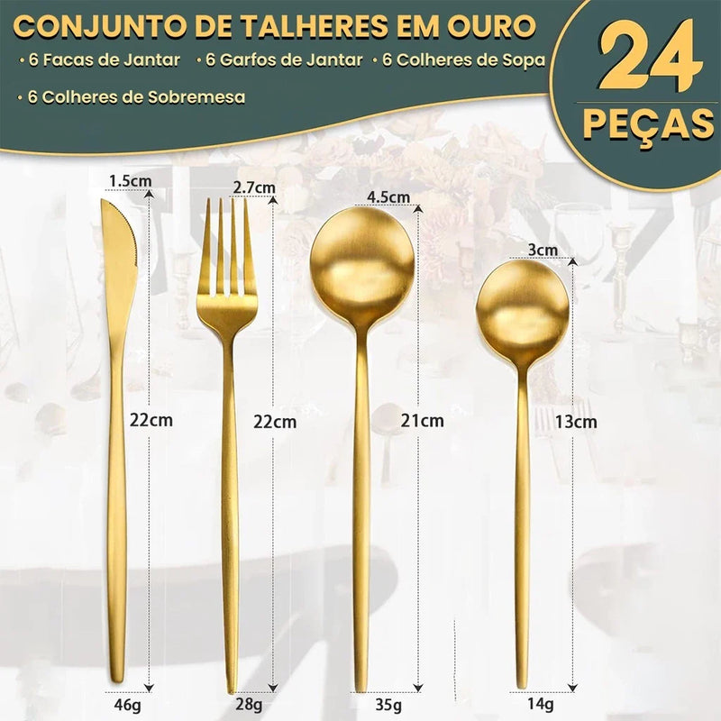 Talheres Gold Glamour Premium Lar Equipado - COMPRANDO HOJE LEVA O DOBRO + BRINDE SURPRESA (ÚLTIMAS UNIDADES)